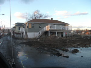 Flood damage on Staten Island from Hurricane Sandy in 2012.