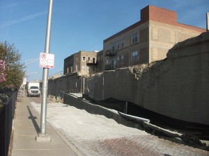 Access ramp under construction from Rockwell Avenue.