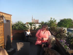 Digital Coast advocate Allison Hardin, a planner for Myrtle Beach, S.C., enjoys a laugh amid the views on the Stars rooftop.